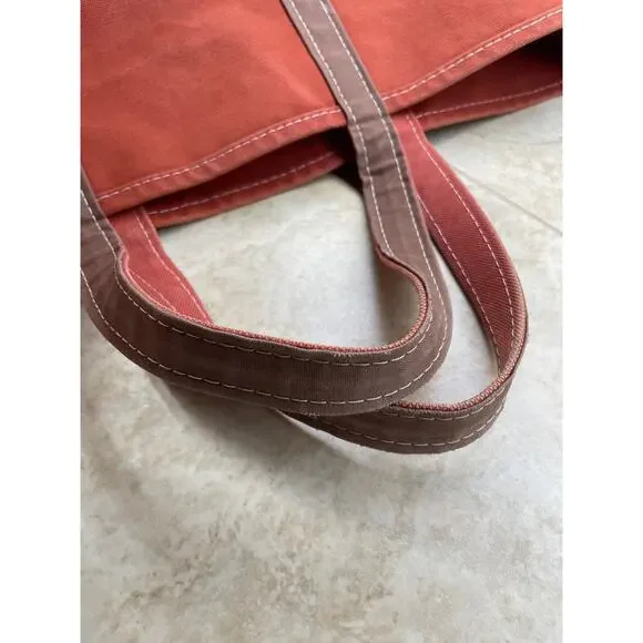 L.L.Bean Boat and Tote Bag Canvas Rust Orange Cotton USA Monogram Cooper - Picture 9 of 15